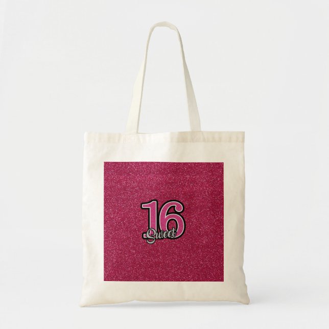 Pink Glitter SWEET16 Tote Bag (Front)