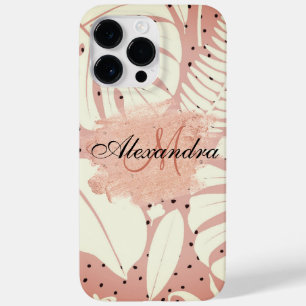 Pink Glitter Tropical Leaves Case-Mate iPhone 14 Pro Max Case