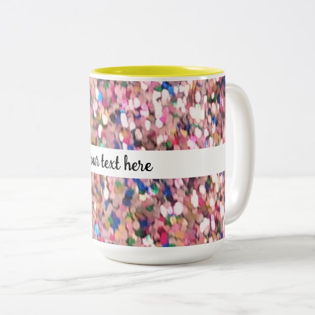 Pink Glitter  Two-Tone Coffee Mug (Front Right)