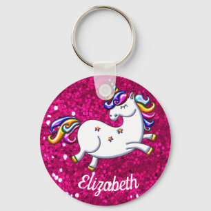 Pink Glitter Unicorn Key Ring