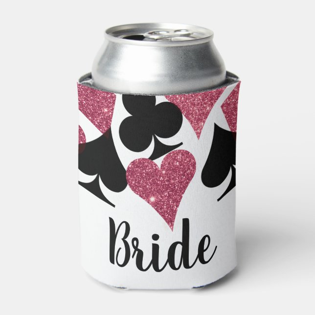 Pink Glitter Vegas Bride Custom Can Cooler (Can Front)