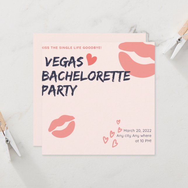 Pink Glitter Vegas Theme Bachelorette Party Invitation (Front/Back In Situ)
