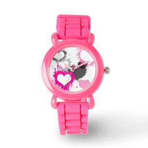 PINK GLITTER WATCH - JEWELRY - HEARTS - GIFTS