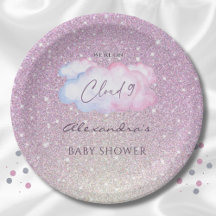 Pink Glitter Watercolor Cloud Baby Shower