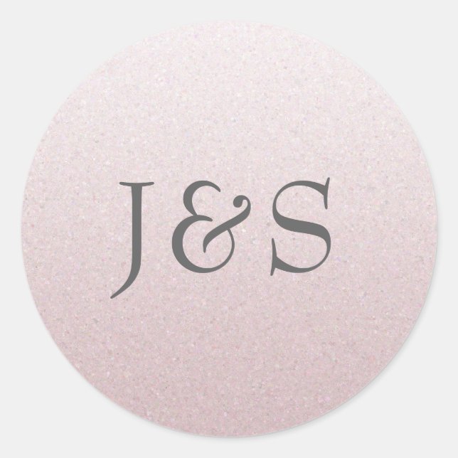 Pink glitter wedding personalized initial stickers (Front)