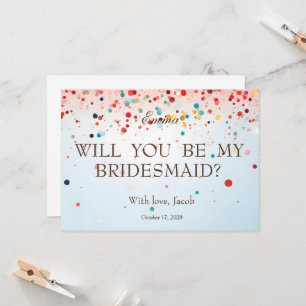 Pink Glitter Will You Be My Bridesmaid Invitation