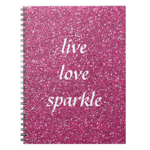 Pink Glitter with Live Love Sparkle Quote Notebook