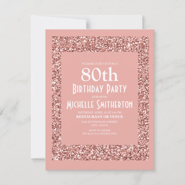 Pink Glitter Women's 80th Birthday Card (Front)