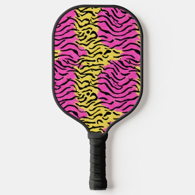 Pink Glitter Zebra Pattern Pickleball Paddle (Front)