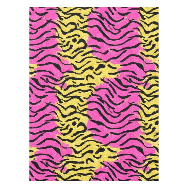 Pink Glitter Zebra Pattern Tablecloth (Front)