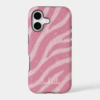 Pink Glitter Zebra Print Glam Personalized Name