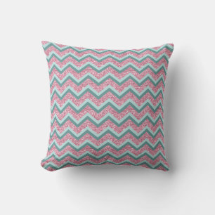 Pink Glitter ZigZag Pattern Cushion