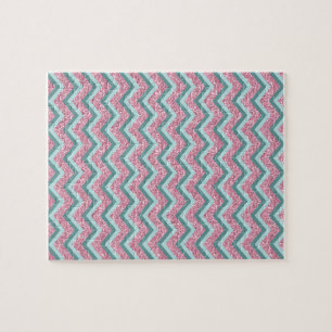 Pink Glitter ZigZag Pattern Jigsaw Puzzle