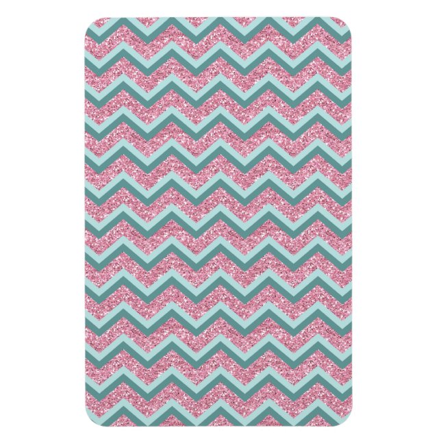 Pink Glitter ZigZag Pattern Magnet (Vertical)