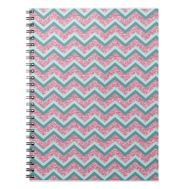 Pink Glitter ZigZag Pattern Notebook (Front)