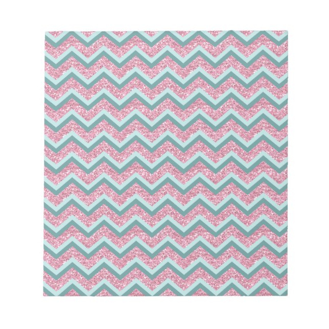 Pink Glitter ZigZag Pattern Notepad (Front)