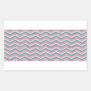 Pink Glitter ZigZag Pattern Rectangular Sticker