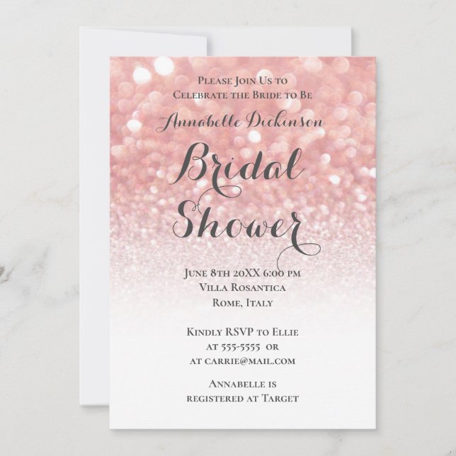 Pink Glitters Theme Invitation (Front)