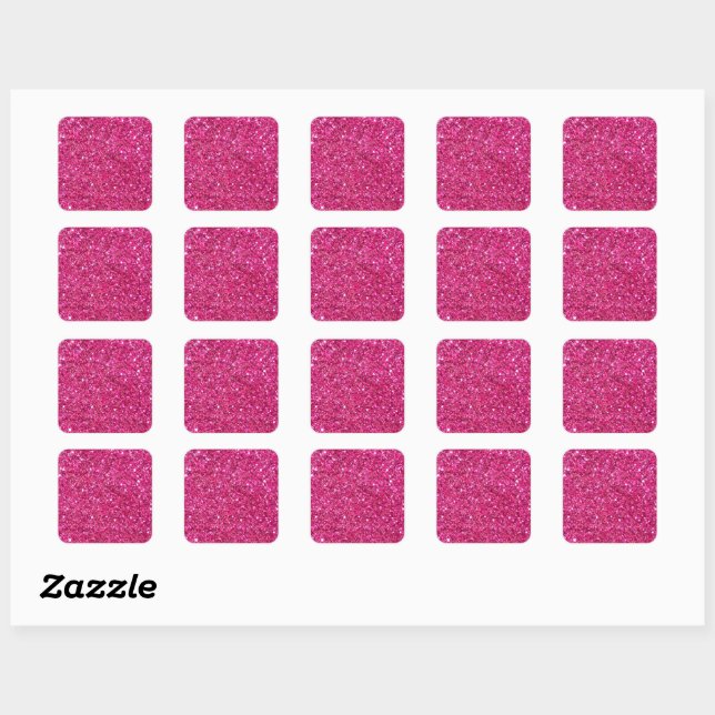 Pink glittery frame square sticker (Sheet)