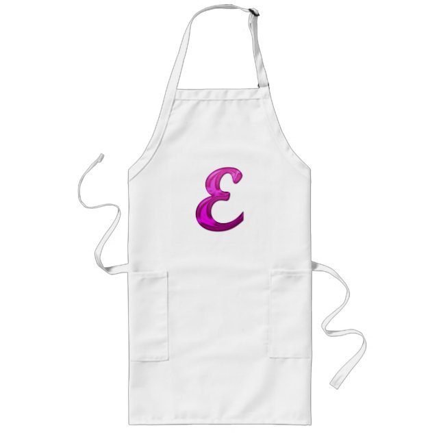 Pink Glittery Initial - E Long Apron (Front)