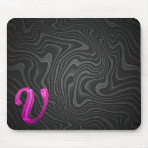 Pink Glittery Initial - V Mouse Pad