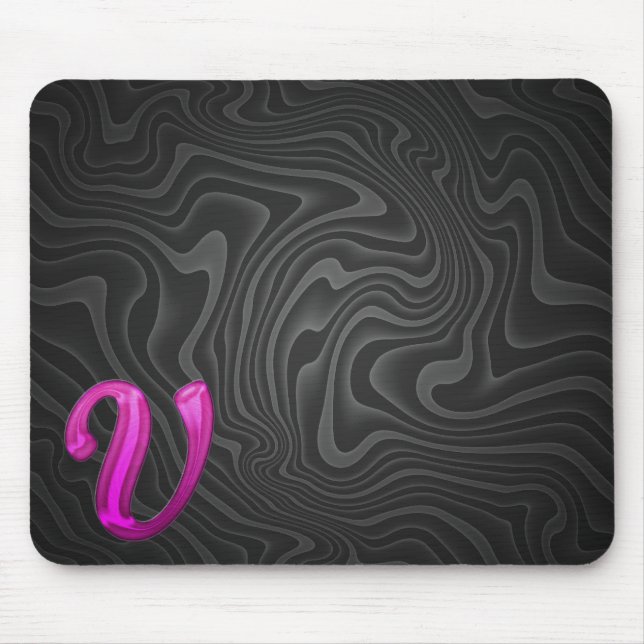Pink Glittery Initial - V Mouse Pad (Front)