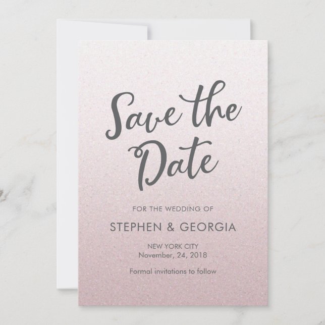 Pink Glittery Save our date wedding invitations (Front)