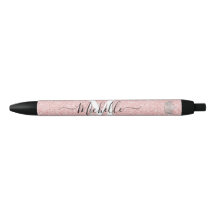 Pink Glitz Monogram Crown Custom Autograph Pen