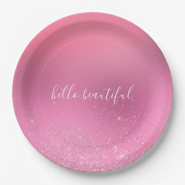 Pink Glitz Paper Plate (Front)