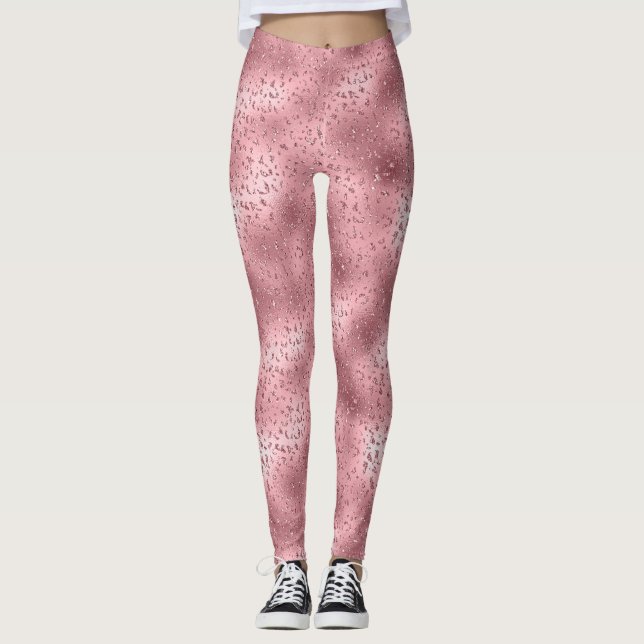 Pink Glitzy Cheetah Print Leggings (Front)