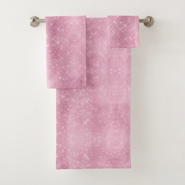 Pink Glitzy Chic Glam Sparkle Bath Towel Set (Insitu)