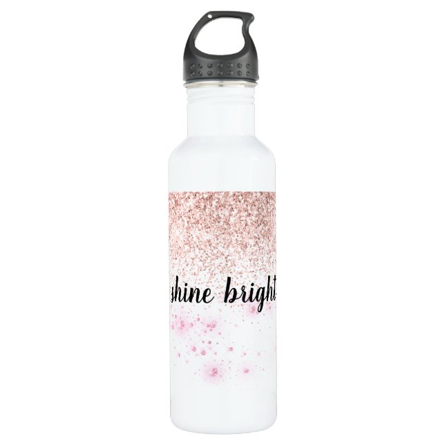 Pink Glitzy Glitter Hearts 710 Ml Water Bottle (Front)