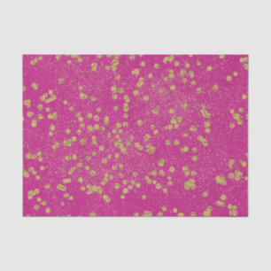 Pink Glitzy Gold Sparkle Confetti Dots Tissue Paper