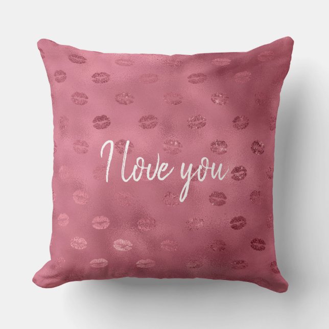 Pink Glitzy Lips Cushion (Front)