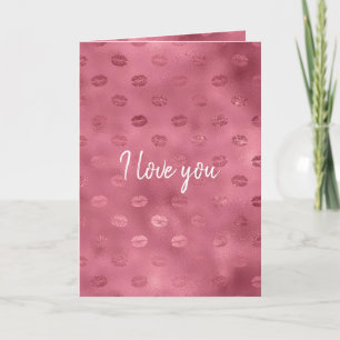 Pink Glitzy Lips Love Card