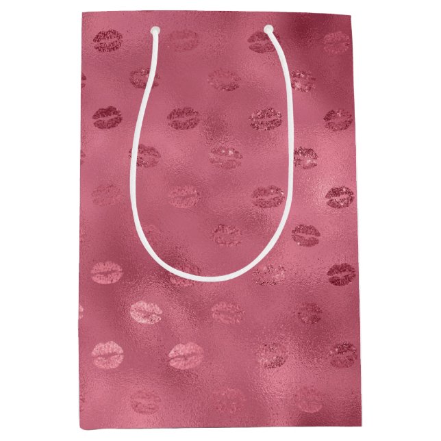Pink Glitzy Lips Medium Gift Bag (Front)
