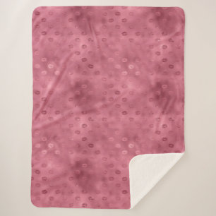 Pink Glitzy Lips Sherpa Blanket