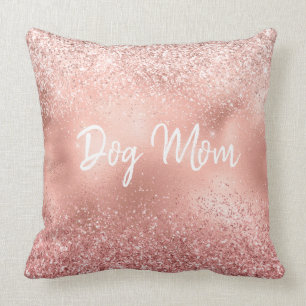 Pink Glitzy Sparkle Glitter Dog Mom Cushion