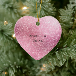 Pink Glitzy Sparkle Personalised  Ceramic Ornament