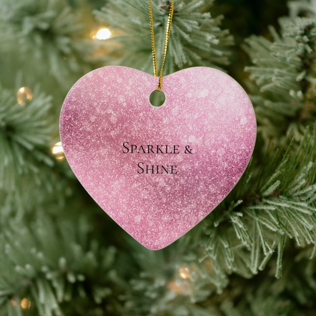 Pink Glitzy Sparkle Personalised  Ceramic Ornament (Tree)