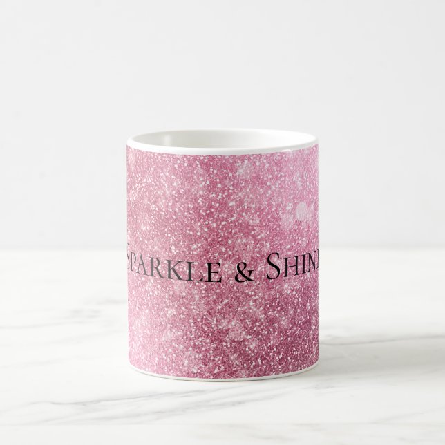 Pink Glitzy Sparkle Personalised  Coffee Mug (Center)