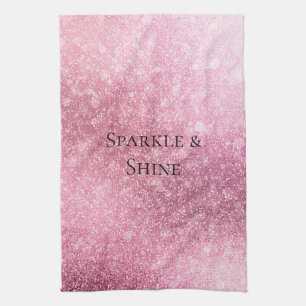 Pink Glitzy Sparkle Personalised  Tea Towel