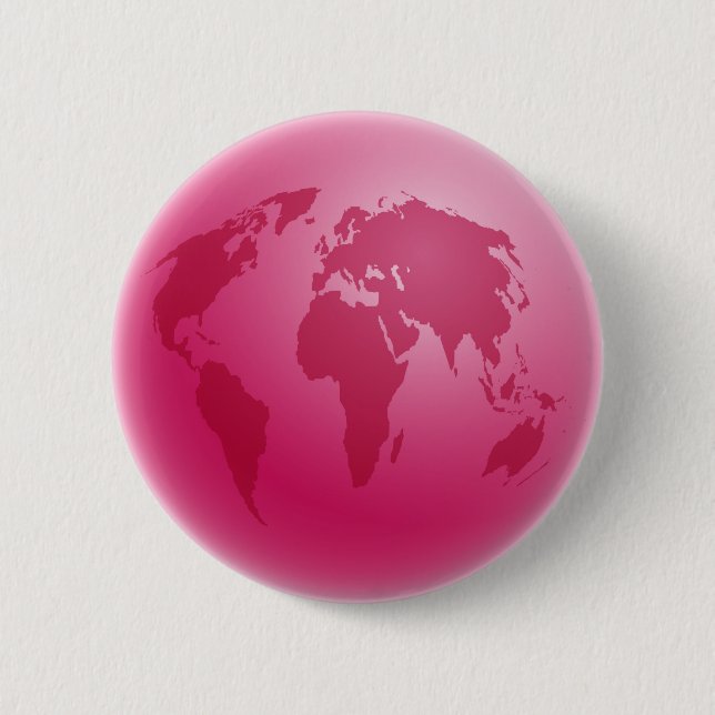 Pink Globe 6 Cm Round Badge (Front)