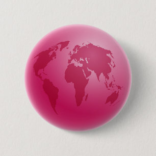 Pink Globe 6 Cm Round Badge