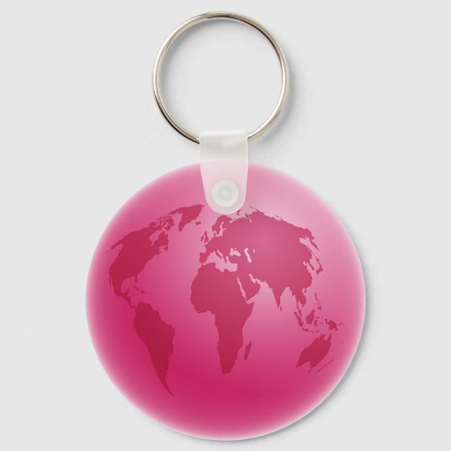 Pink Globe Key Ring (Front)