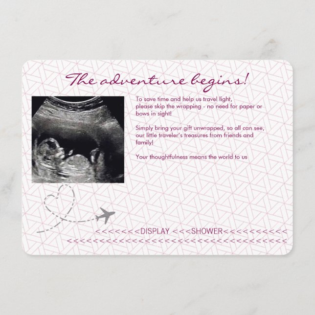 Pink Globe Passport Travel Display Shower Enclosure Card (Back)