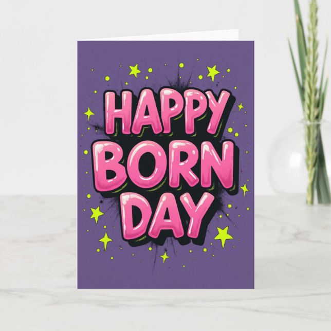 Pink Glossy Birthday Card (Front)