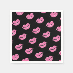 Pink Glossy Lips Beauty Makeup Birthday Party Napkin