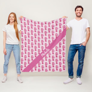 Pink Gloves Watercolor Personalised Fleece Blanket