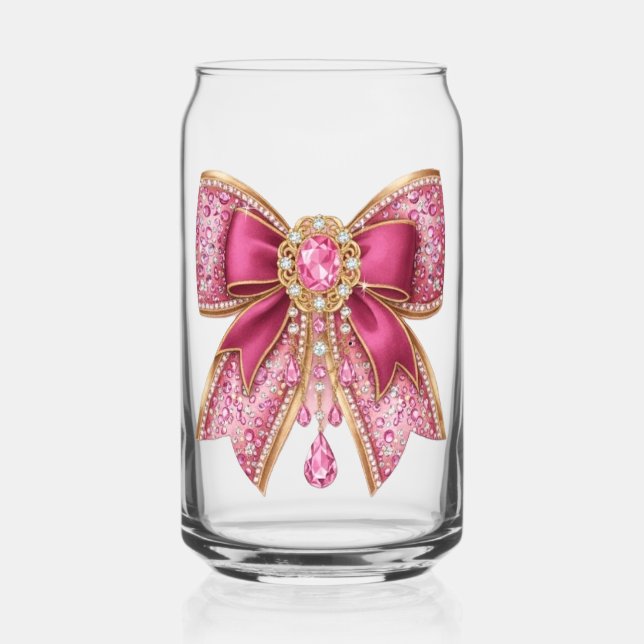 pink glow bow  can glass (Front)